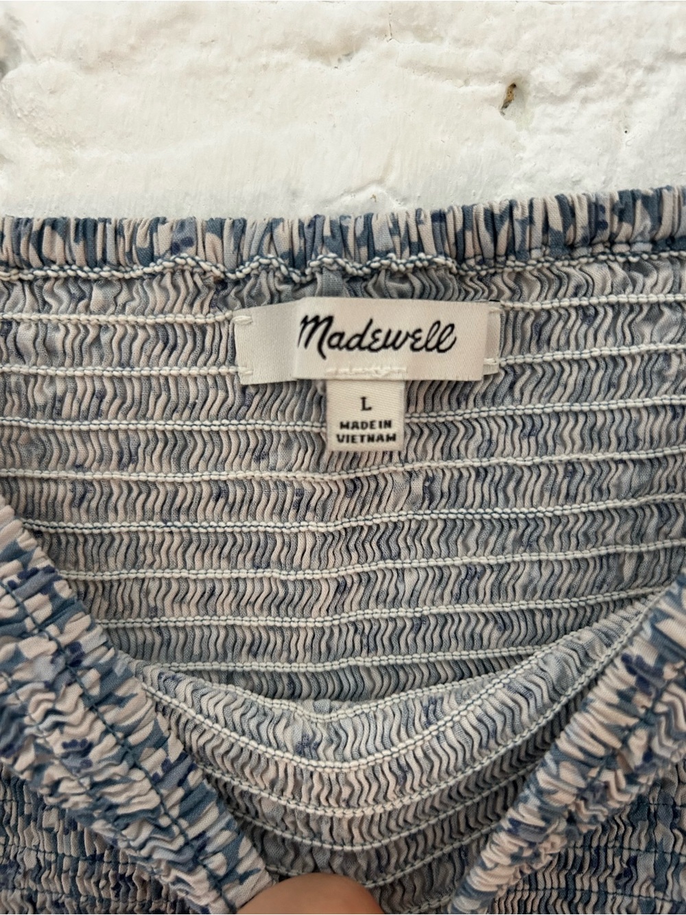 Madewell Blue and White Floral Smocked Midi Dress - Picture 2 of 2